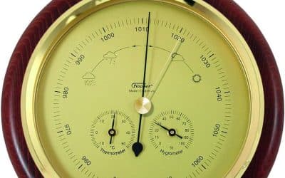 Test du baromètre, thermomètre et hygromètre en acajou Ø 200 mm