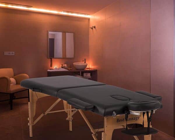 Massage Table Massage Bed Spa Bed 84 Inches PU Portable Massage Bed 2 Fold Heigh Adjustable Massage Table Bed w/Free Carry Case Facial Cradle Salon Tattoo Bed