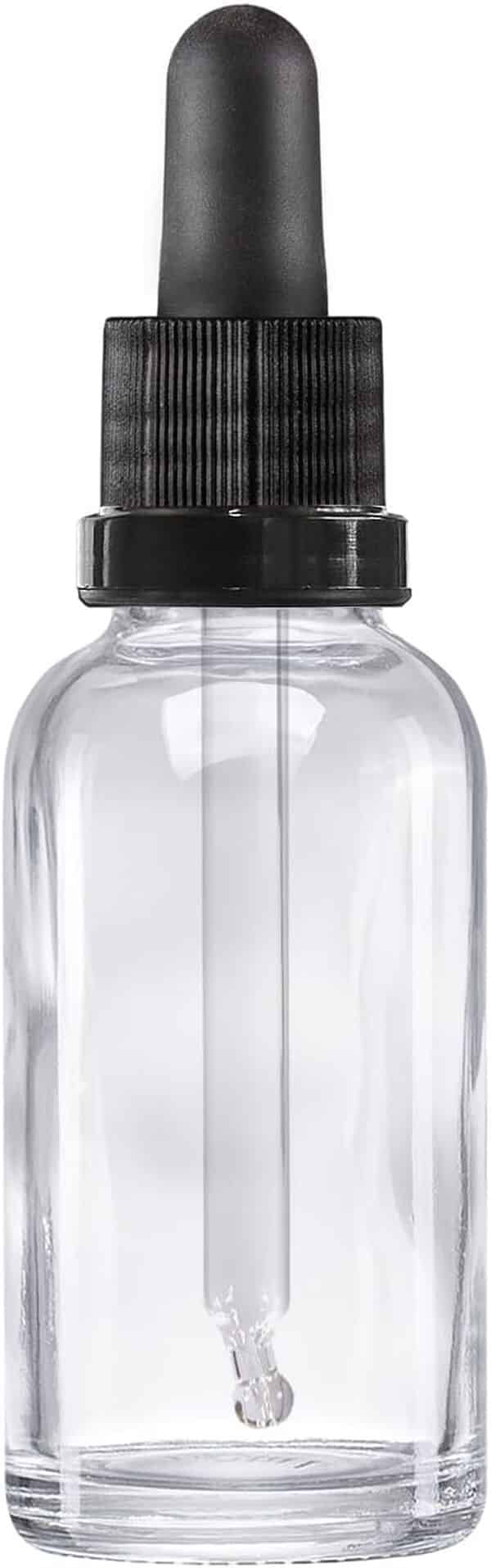 Oputec Lot de 143 flacons à pipette en verre transparent de 30 ml avec pipette en verre : flacons d'apothicaire pour aromathérapie, huiles essentielles, cosmétiques, flacons compte-gouttes pour