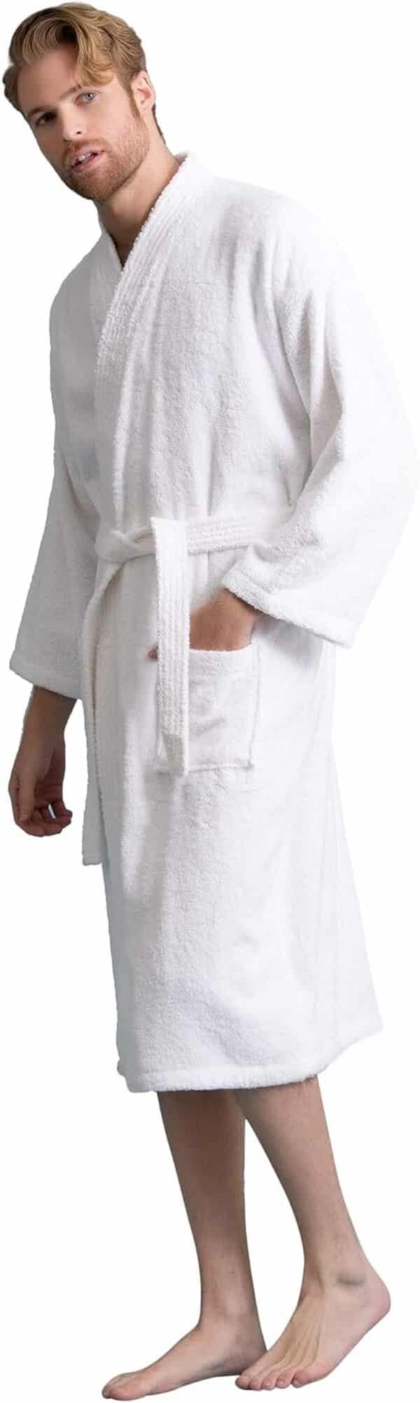 Soft Touch Linen Peignoir pour homme en tissu éponge turc 100 % coton Kimono Spa