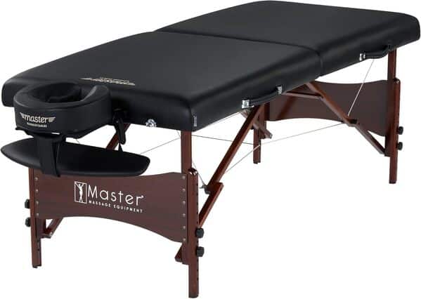 Master Massage Newport Table de massage portable en bois dur teinté noyer Noir 71 cm