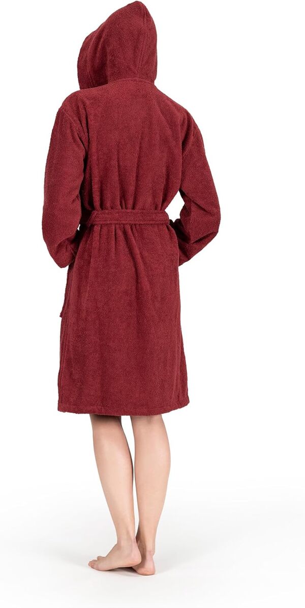 NINE WEST Peignoir à capuche en tissu éponge pour femme, 100 % coton turc