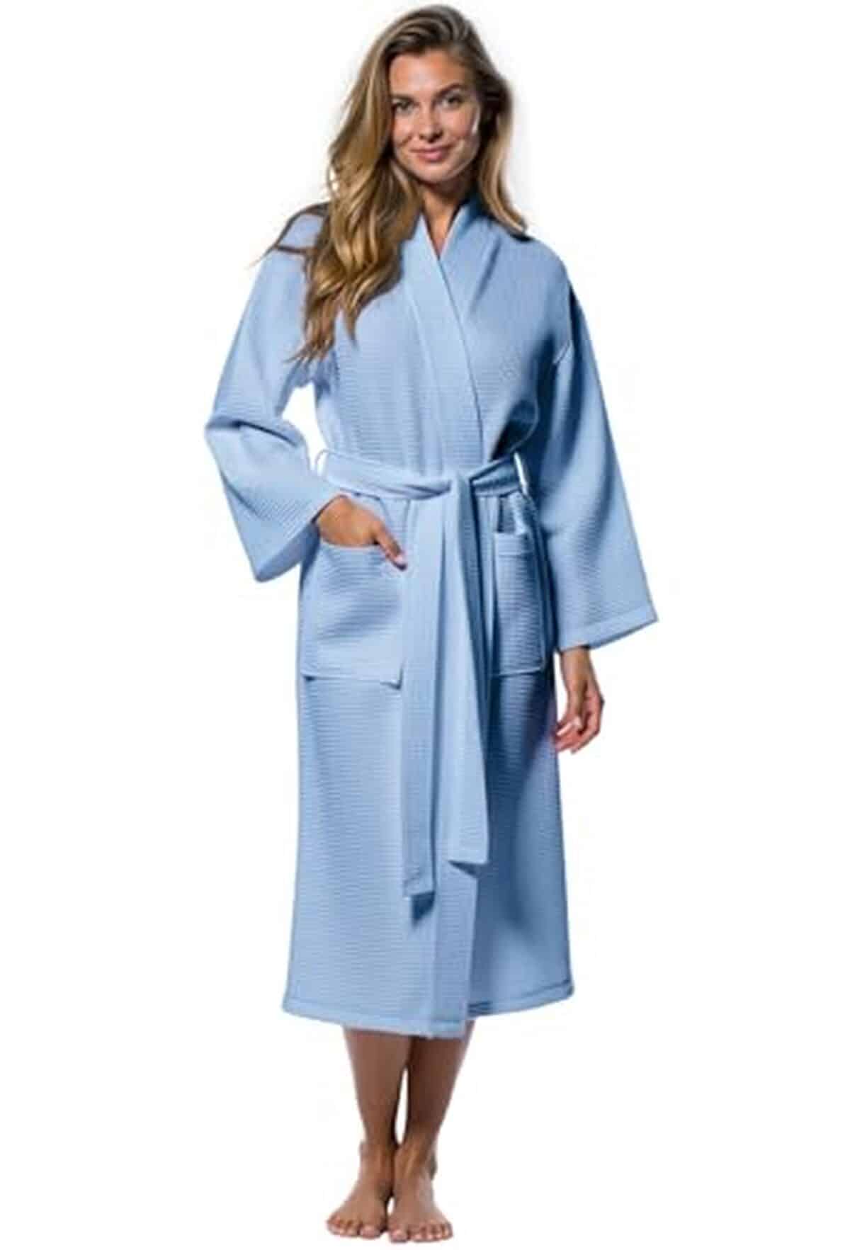 Test du peignoir Turquaz Linen bleu sérénité