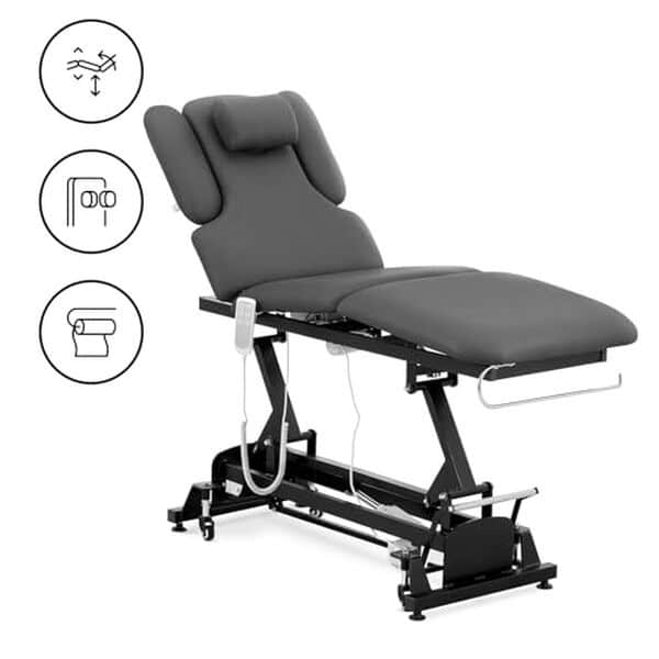 Découvrez la table de massage électrique Physa Nantes Grey_PH : performance, robustesse jusqu'à 200 kg et confort optimal pour vos séances de massage.