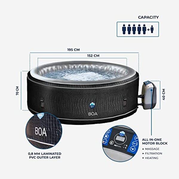 Découvrez notre test complet du spa gonflable Netspa SP-BOA155B XL familial : alliez confort, élégance et design croco pour vos moments de détente en famille.