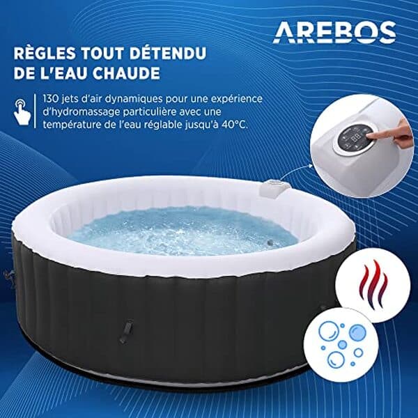 Découvrez notre test détaillé du spa gonflable Arebos avec 130 jets. Caractéristiques, performances, prix et avis pour choisir votre spa de relaxation.